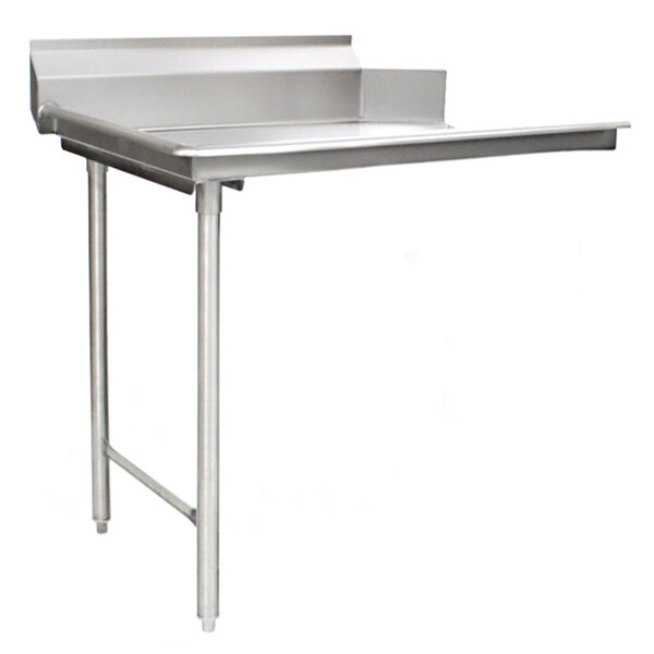 An Eagle Group stainless steel dishtable with a rectangular top and legs.