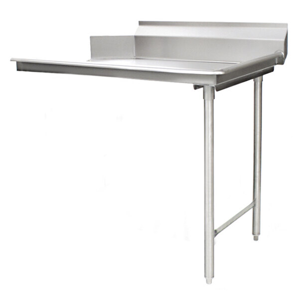A stainless steel Eagle Group dishtable with a metal shelf.