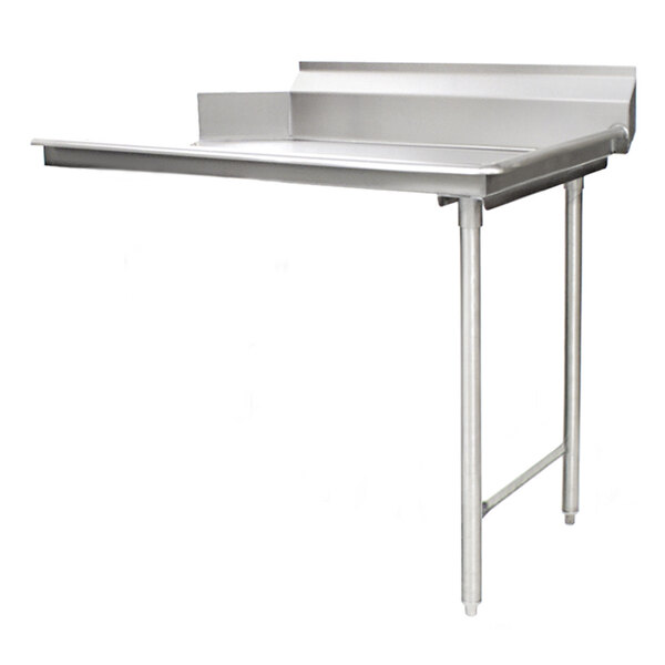 A Eagle Group stainless steel dishtable with a rectangular top and shelf.