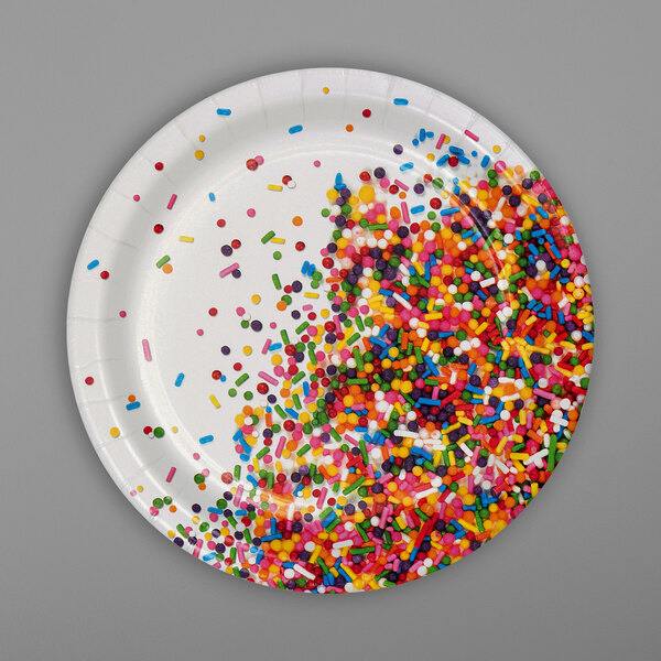 Creative Converting 324662 7" Confetti Sprinkles Paper Plate 96/Case