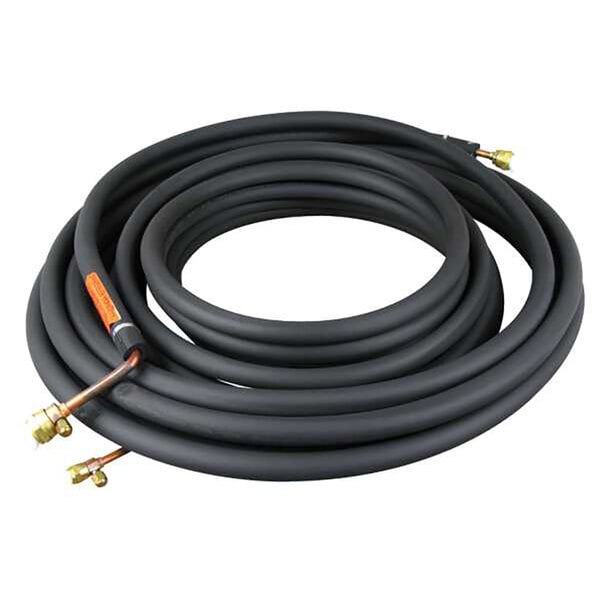 A black coil of Ice-O-Matic R404A refrigerant tubing with gold connectors.