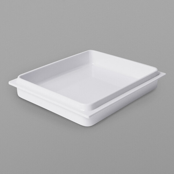 A white rectangular Elite Global Solutions melamine food pan lid.