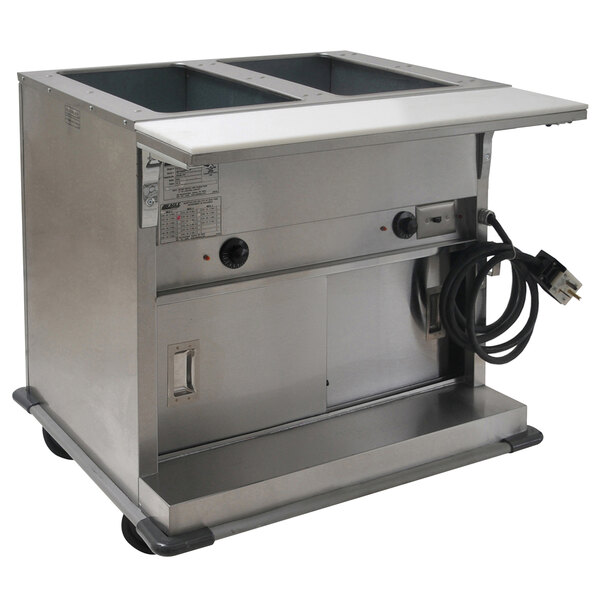 Eagle Group PHT2CB240 Two Pan Open Well Portable Electric Hot Food Table with Sliding Doors 240V