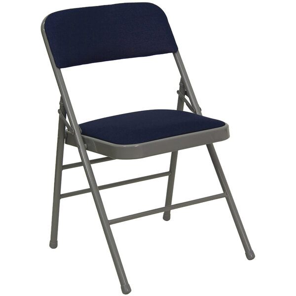 Flash Furniture HA-MC309AF-NVY-GG Navy Blue Metal Folding Chair with 1" Padded Fabric Seat
