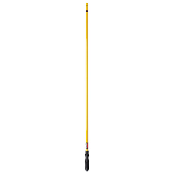 A long yellow Rubbermaid pole with a black handle.