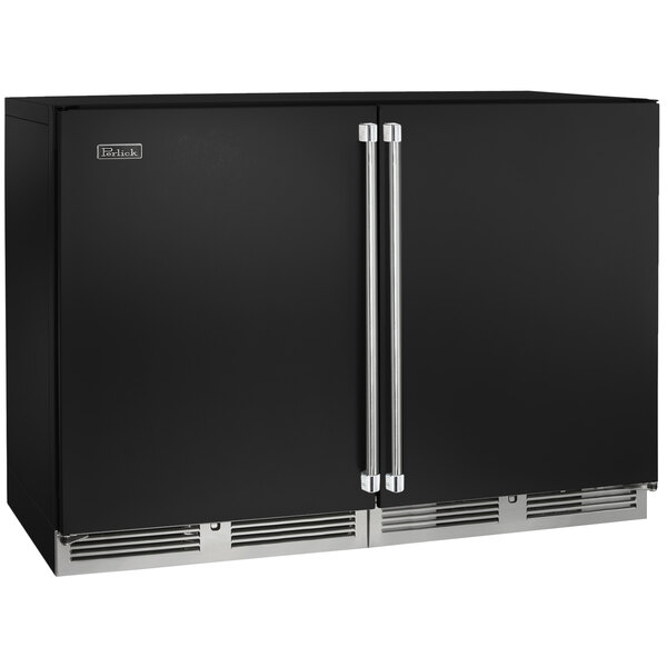 Perlick HC48RW4 48" Black Two Door Dual Zone Wine Refrigerator