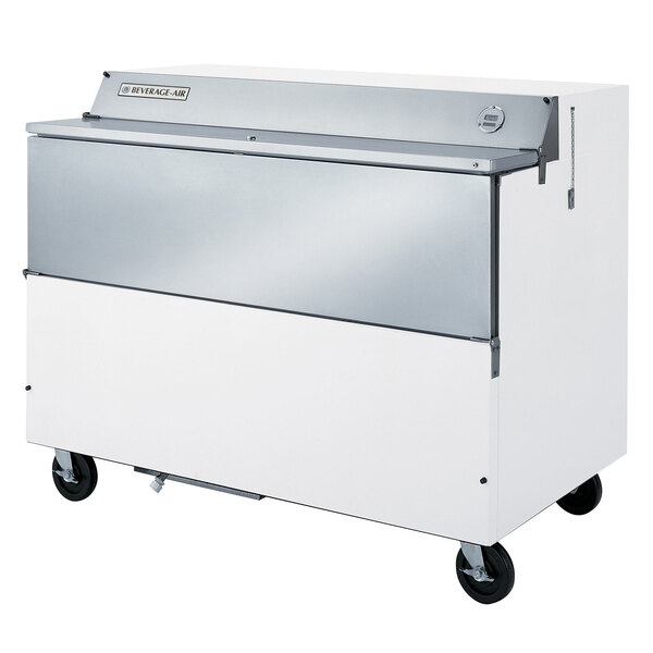 Beverage-Air SMF58HC-1-W-02 58" White 1-Sided Forced Air Milk Cooler with Stainless Steel Interior