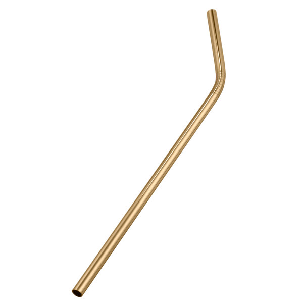 An American Metalcraft gold stainless steel bent straw with a handle.