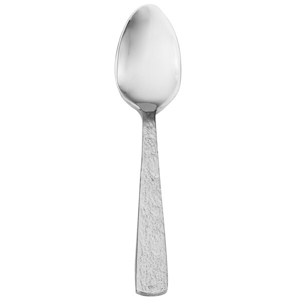 A silver Walco Vestige demitasse spoon with a long handle.