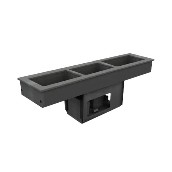A black rectangular plastic tray with three compartments.