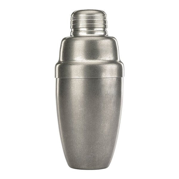 A Barfly vintage silver cocktail shaker with a metal lid.