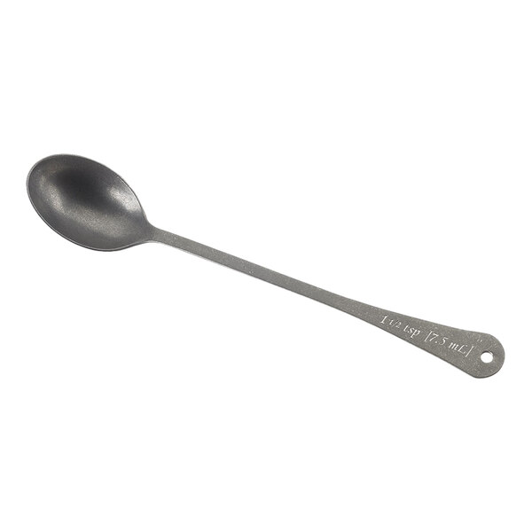 A Barfly stainless steel measuring spoon with a long silver handle.