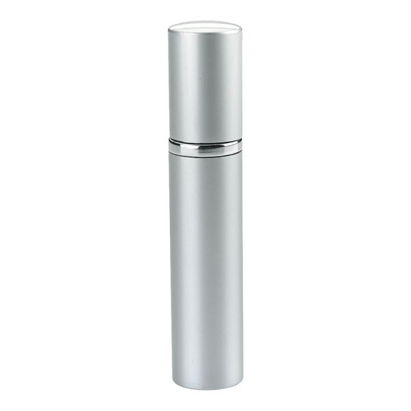 A silver Barfly atomizer bottle with a cap.