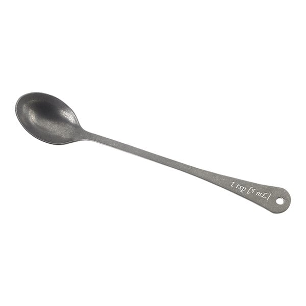 A Barfly stainless steel measuring spoon with a silver handle.