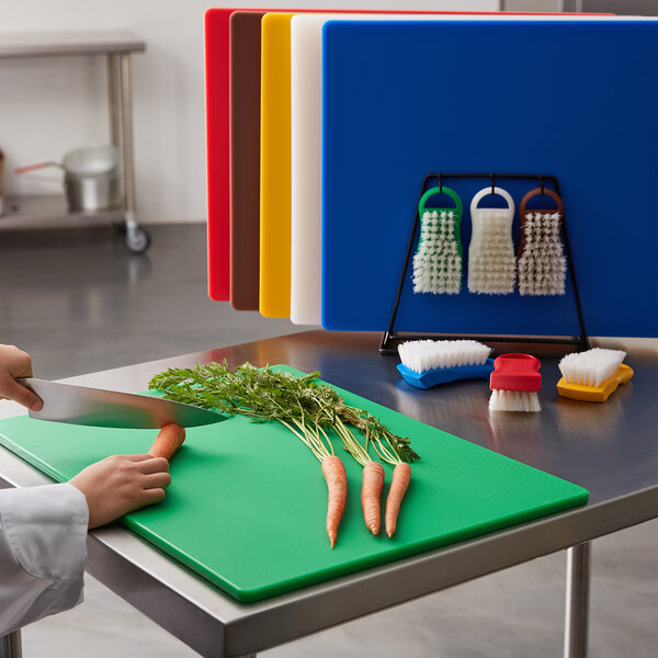 Choice 24 x 18 x 1/2 6-Board Color-Coded Cutting Board System with Rack  and 6 Brushes