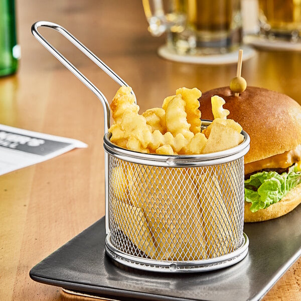 Choice 3" Stainless Steel Round Mini Fry Basket