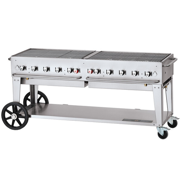 Crown Verity CV-MCB-72-SI-BLK Liquid Propane 72" Mobile Outdoor Grill with Single Gas Connection and Bulk Tank Capacity