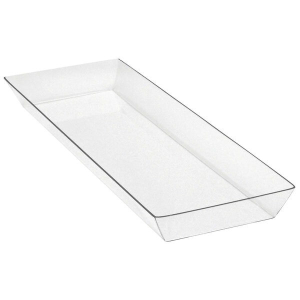 A clear rectangular basket liner with a thin line.