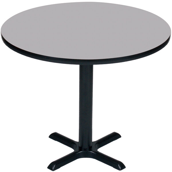 Correll 48″ Round Gray Granite Finish / Black Table Height High Pressure Cafe / Breakroom Table