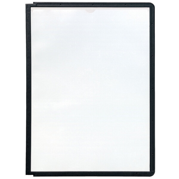 A black letter-sized panel with a black frame.