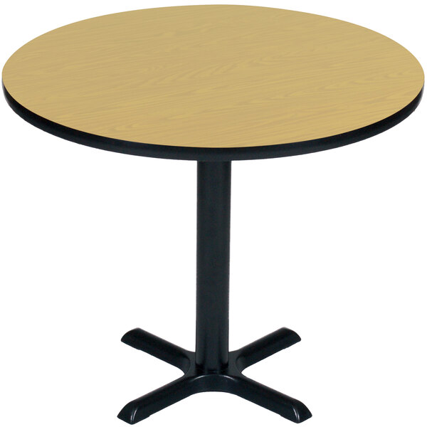 Correll 48″ Round Fusion Maple Finish / Black Table Height High Pressure Cafe / Breakroom Table