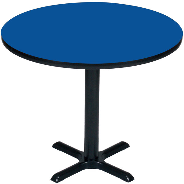 Correll 48″ Round Blue Finish / Black Table Height High Pressure Cafe / Breakroom Table