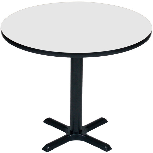 Correll 36″ Round White Finish / Black Table Height High Pressure Cafe / Breakroom Table