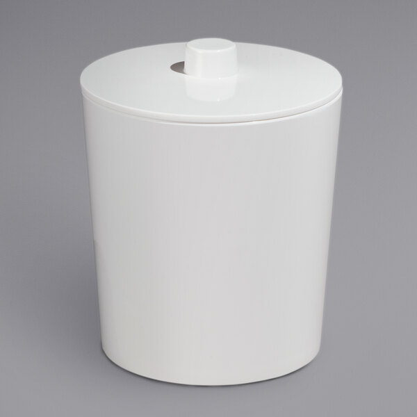 A white Focus Hospitality Spa ice bucket with a lid.
