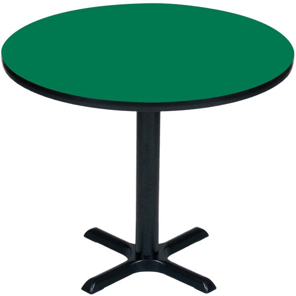 Correll 48″ Round Green Finish / Black Table Height High Pressure Cafe / Breakroom Table