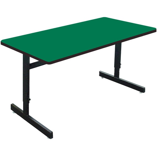 Correll 30″ x 72″ Green Finish Rectangular Adjustable Height High Pressure Top Computer Table