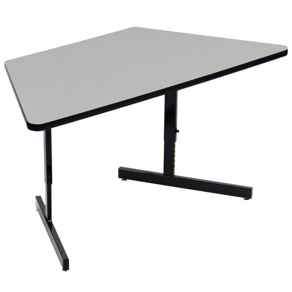 Correll 30″ x 60″ Gray Granite Finish Trapezoid Premium Laminate 21″ – 29″ Adjustable Height High Pressure Top Computer Table