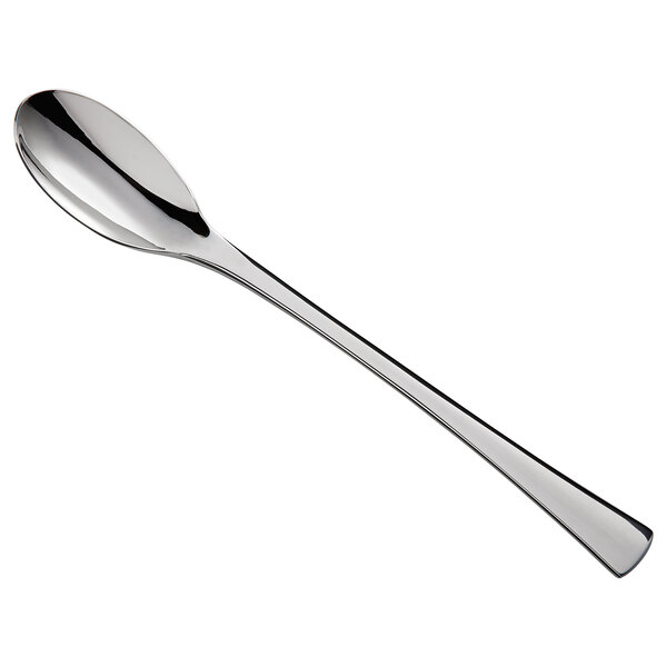 A Reserve by Libbey stainless steel iced tea spoon with a long silver handle.