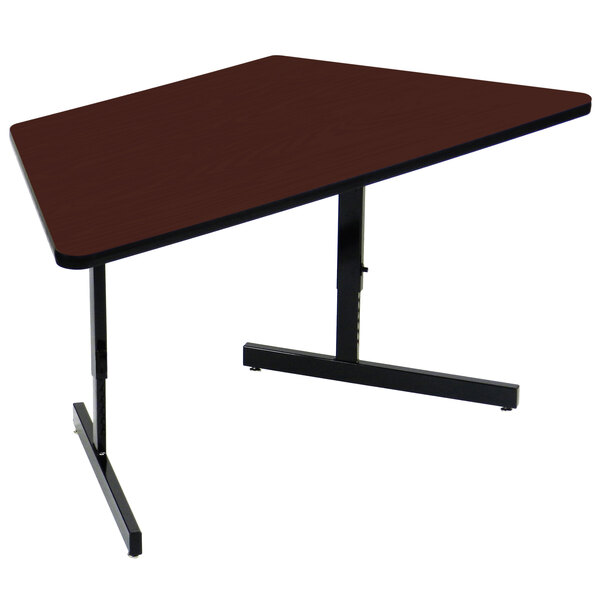 Correll 30″ x 60″ Cherry Finish Trapezoid Premium Laminate 21″ – 29″ Adjustable Height High Pressure Top Computer Table