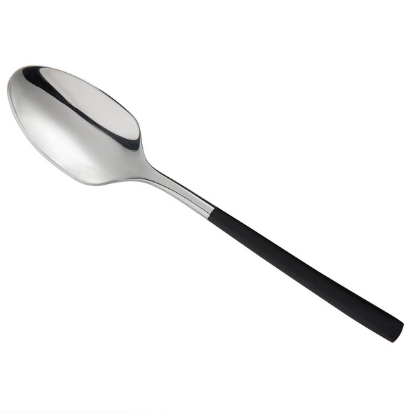 A Reserve by Libbey stainless steel teaspoon with a black handle.