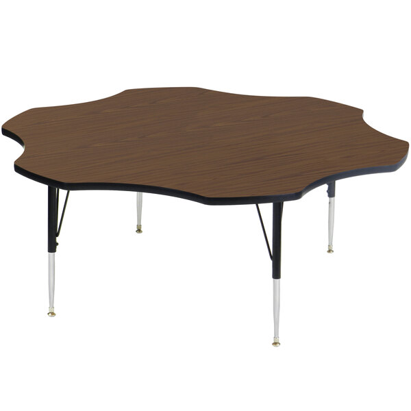 A Correll activity table with a walnut surface.