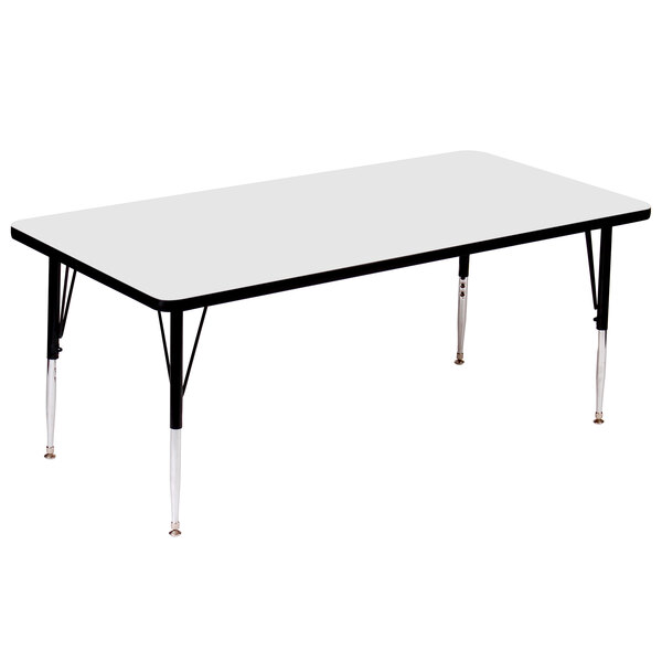 Correll 30″ x 48″ Rectangular White Finish 19″ – 29″ Adjustable Height High Pressure Top Activity Table