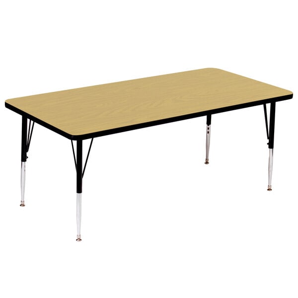 Correll 30″ x 48″ Rectangular Fusion Maple Finish 19″ – 29″ Adjustable Height High Pressure Top Activity Table