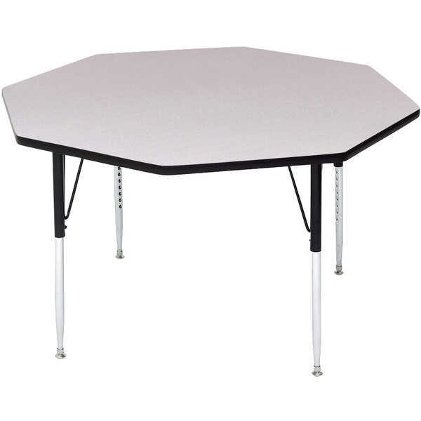 A gray octagonal Correll activity table with adjustable legs.