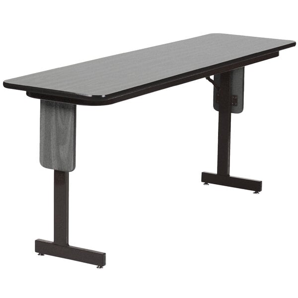 Correll 24″ x 72″ New England Driftwood Finish Premium Laminate High Pressure Folding Seminar Table with Panel Legs