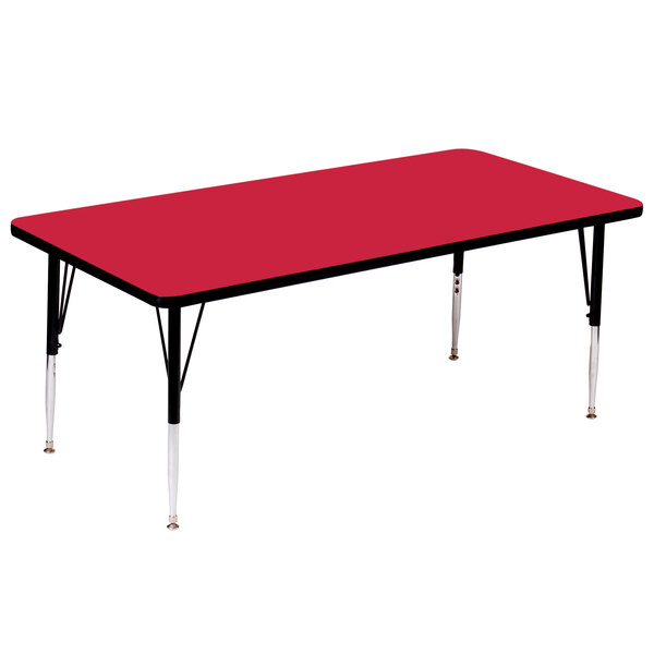 Correll 30″ x 60″ Rectangular Red Finish 19″ – 29″ Adjustable Height High Pressure Top Activity Table