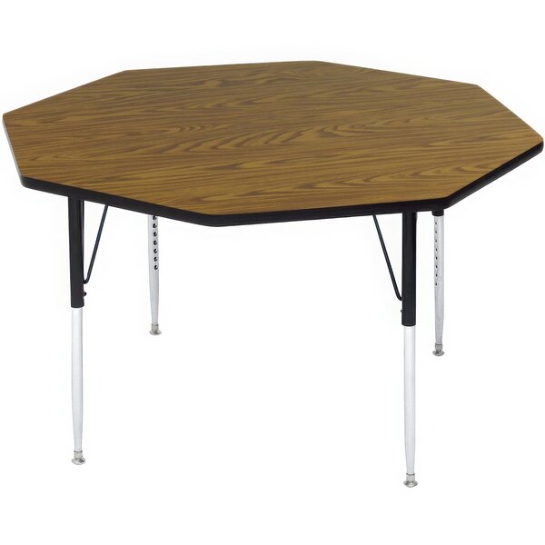Correll 48″ Octagon Medium Oak Finish 19″ – 29″ Adjustable Height High-Pressure Top Activity Table