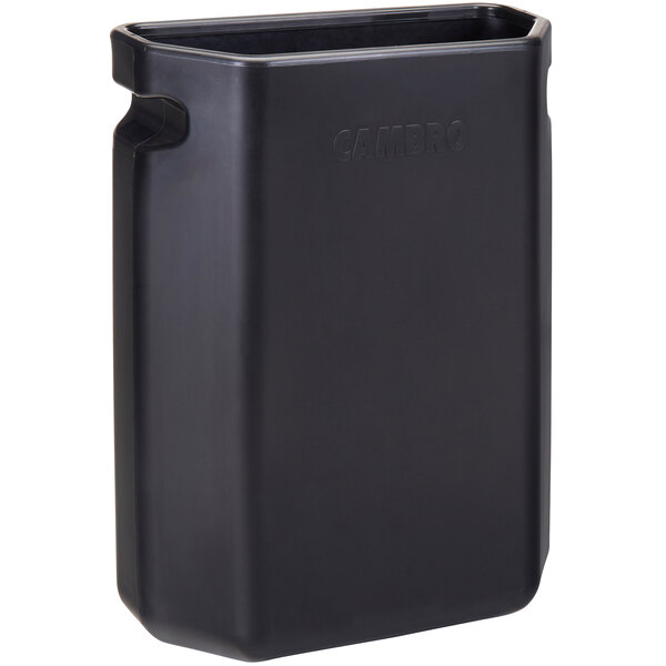 A black rectangular Cambro Quick Connect bin with a lid.