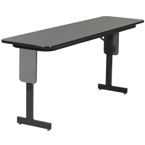Correll 18″ x 96″ Montana Granite Premium Laminate High Pressure Folding Seminar Table with Panel Legs