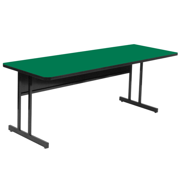 Correll 24″ x 72″ Rectangular Green Finish High Pressure Top Desk Height Computer and Training Table