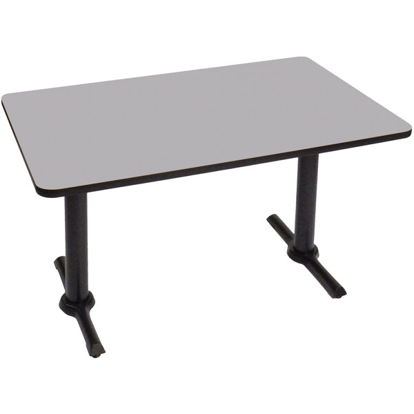 Correll 30″ x 60″ Rectangular Gray Granite Finish Standard Height High Pressure Cafe / Breakroom Table with Two T Bases