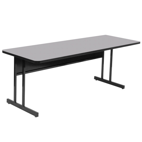 Correll 24″ x 72″ Rectangular Gray Granite Finish High Pressure Top Desk Height Computer and Training Table