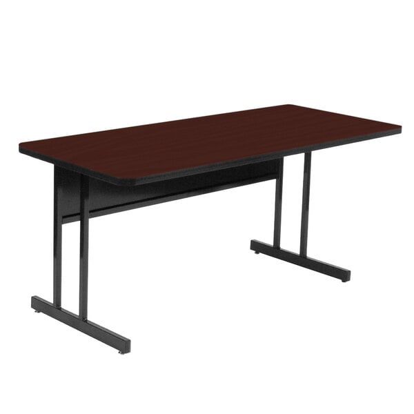 Correll 24″ x 60″ Rectangular Cherry Finish High Pressure Top Desk Height Computer and Training Table