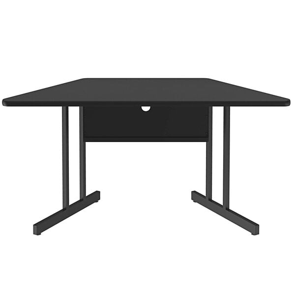 Correll 30″ x 60″ Trapezoid Black Granite Finish High Pressure Top Desk Height Computer and Training Table