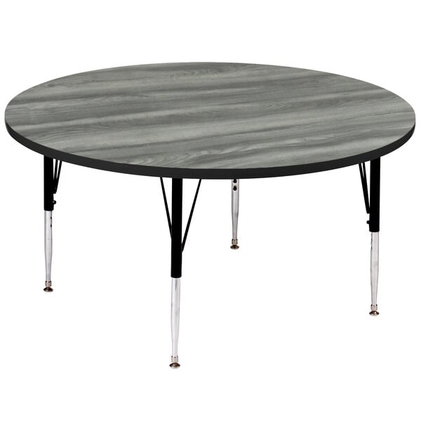 Correll 36″ Round New England Driftwood Finish Premium Laminate 19″ – 29″ Adjustable Height High Pressure Top Activity Table