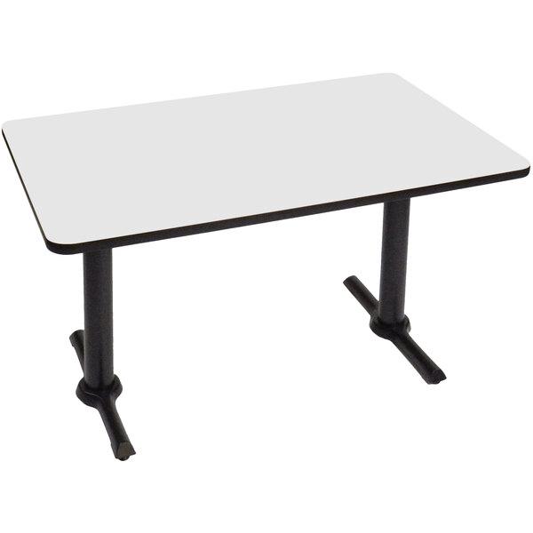 Correll 30″ x 48″ Rectangular White Finish Standard Height High Pressure Cafe / Breakroom Table with Two T Bases